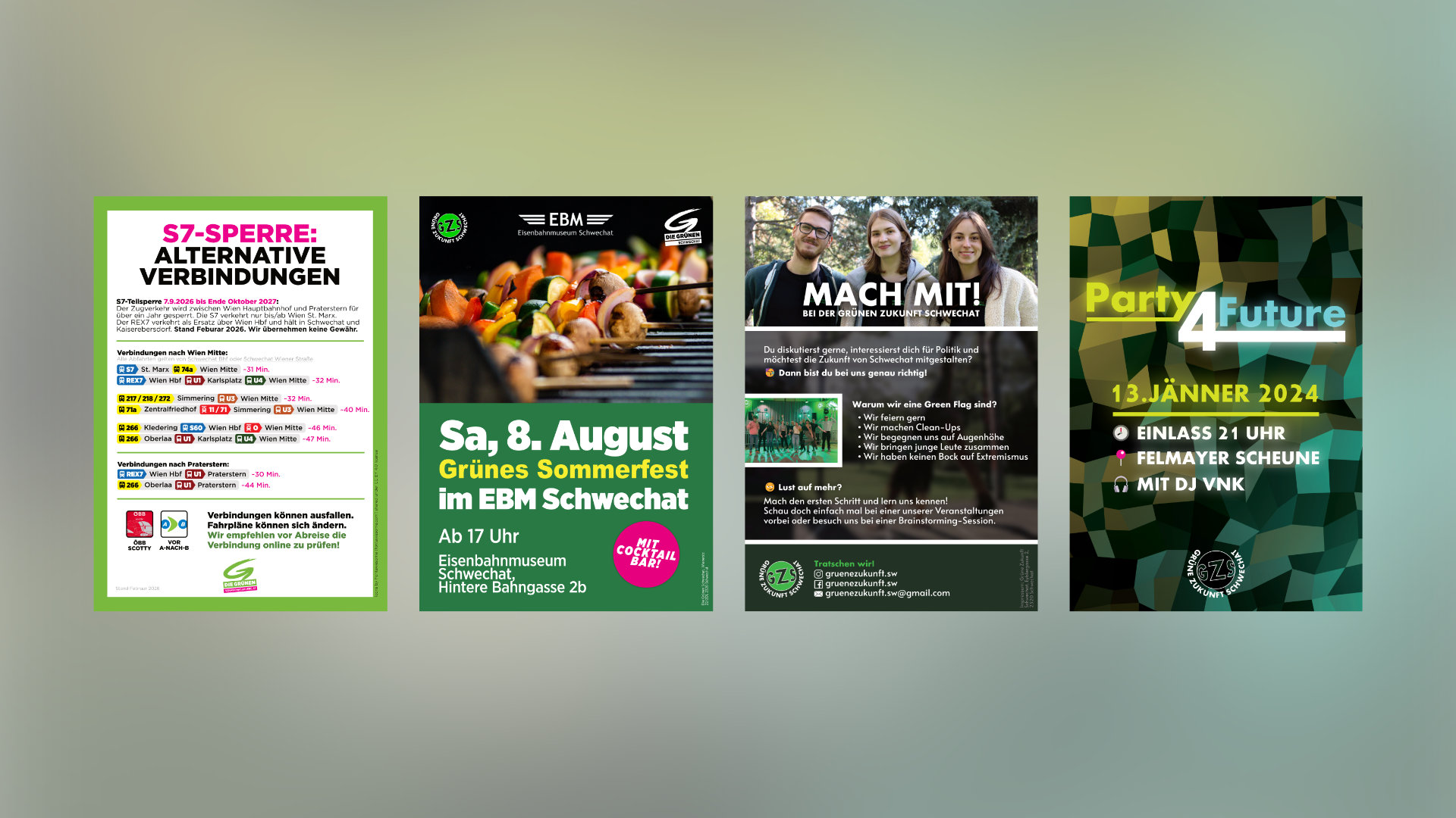 Angefertigte Plakate und Flyer